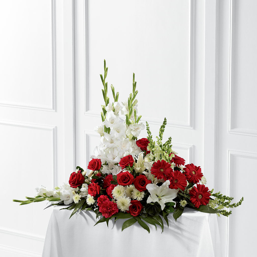 Crimson & White Arrangement – Floral Insight, Houston TX