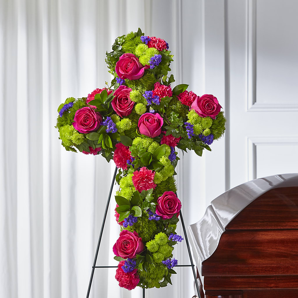 Tribute Rose Floral Cross – Floral Insight, Houston TX