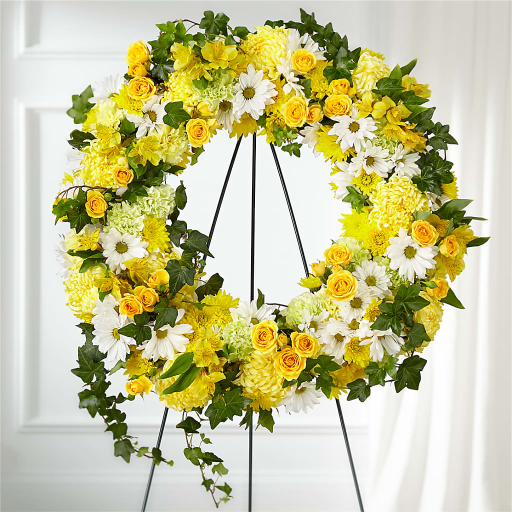 Golden Remembrance Wreath – Floral Insight, Houston TX