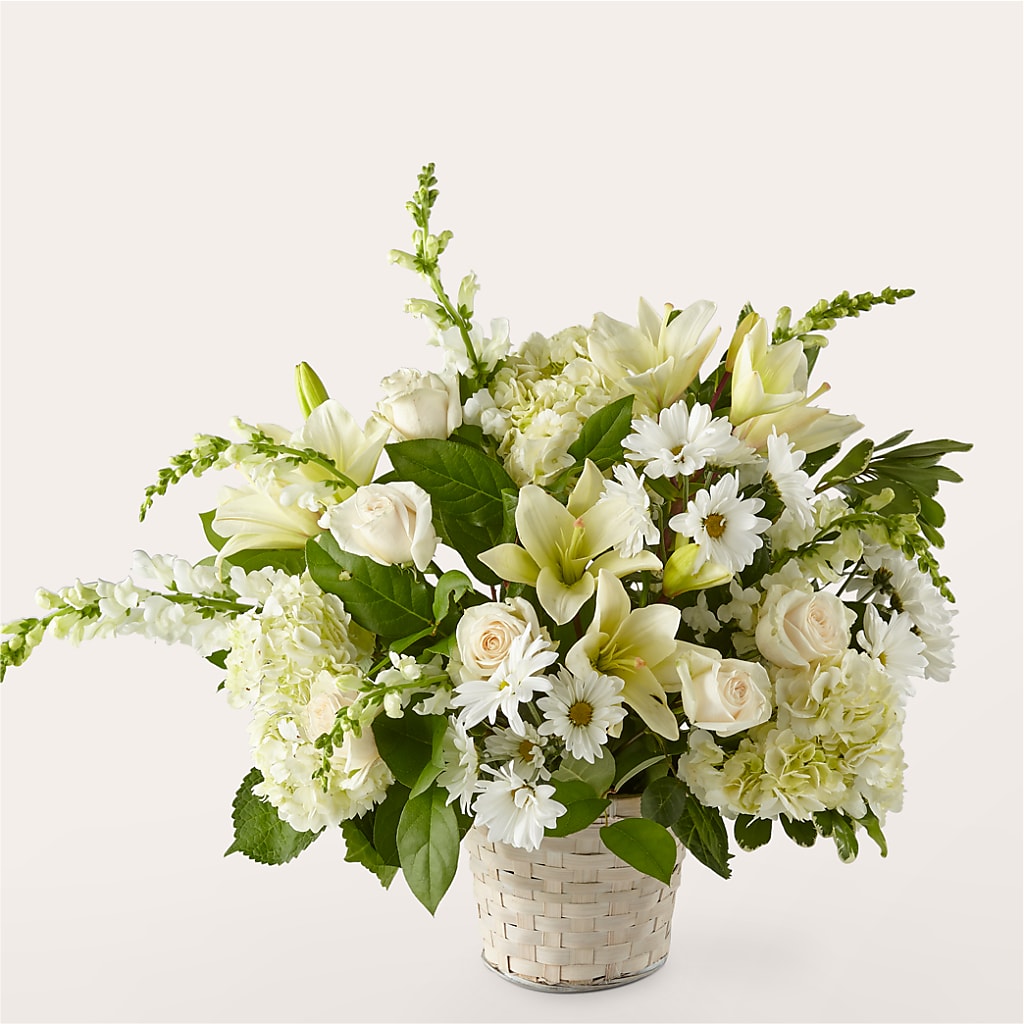 Ivory Elegance Floral Basket – Floral Insight, Houston TX
