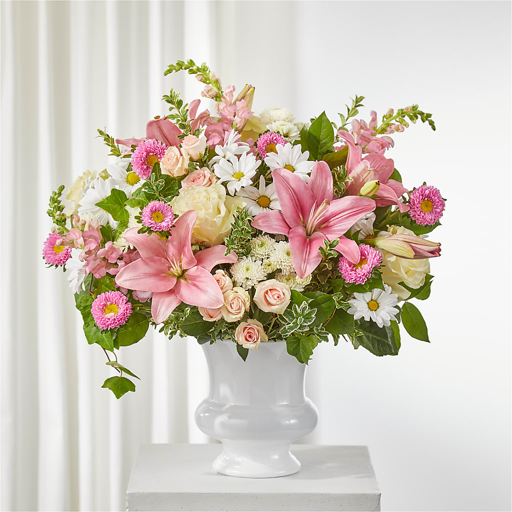 Empathetic Blooms Urn Arrangement – Floral Insight, Houston TX