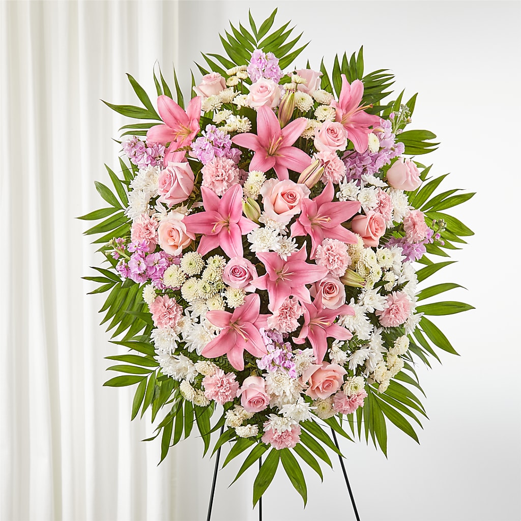 Offering Solace Standing Spray – Floral Insight, Houston TX