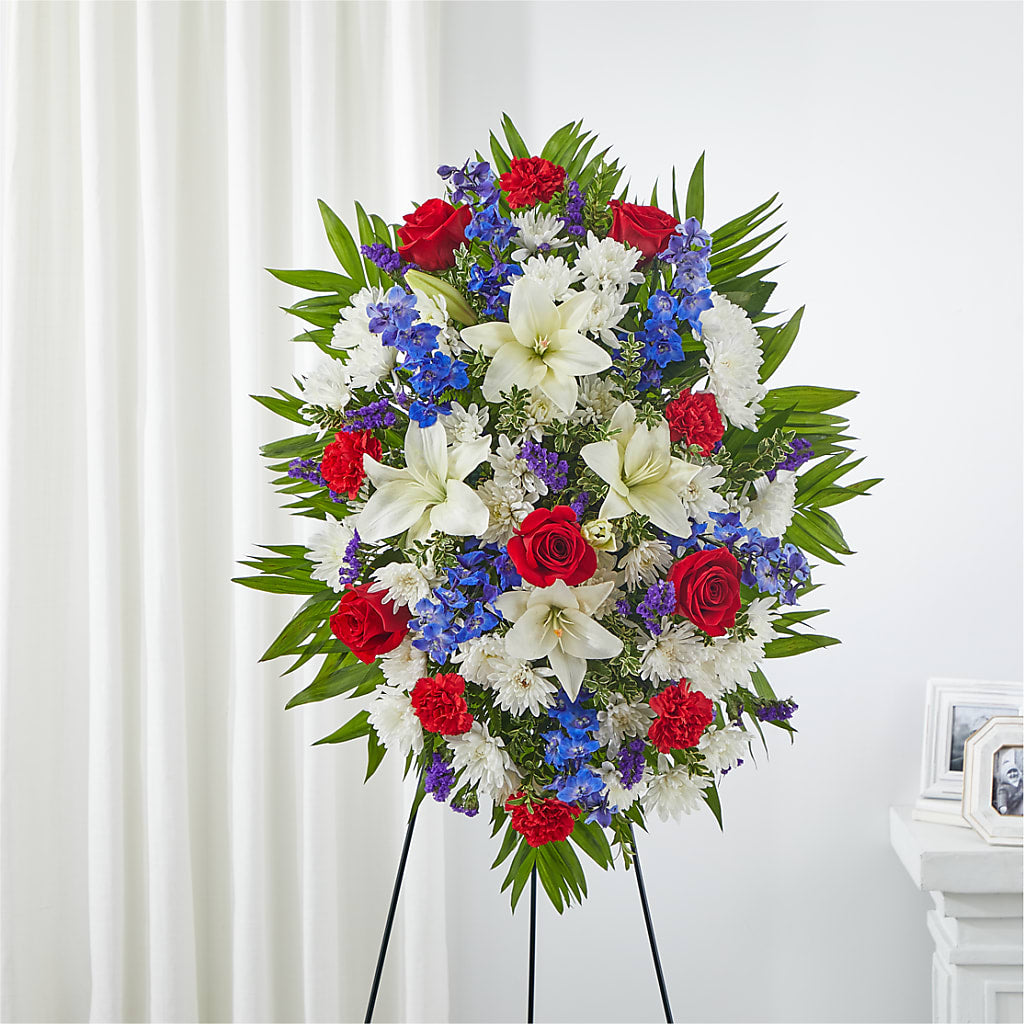 Cherished Service Standing Spray – Floral Insight, Houston TX