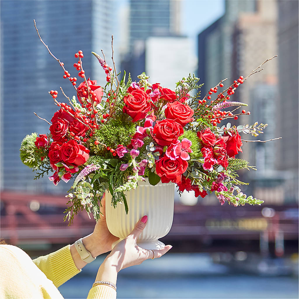 Big Red Bow Bouquet –  Floral Insight, Houston TX